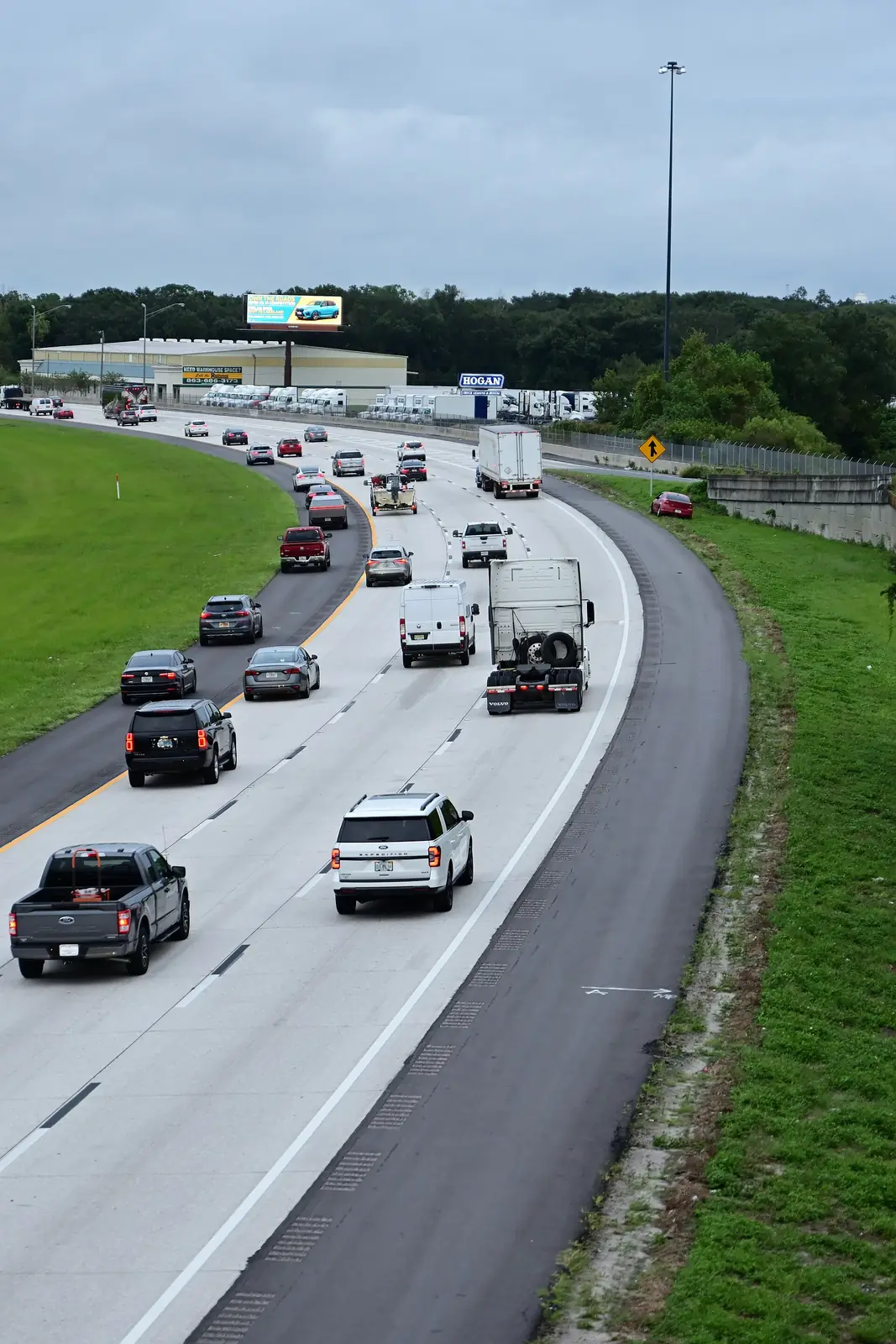 Cars fill every lane of Interstate 4 near Lakeland, Florida, on 7 October 2024, as people leave ahead of Hurricane Milton.